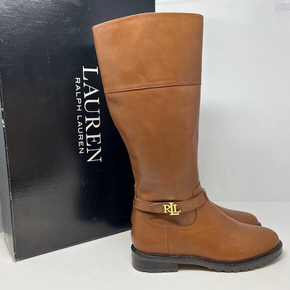 Lauren Ralph Lauren Shoes - Lauren Ralph Lauren Boots Women's 9B Brown Leather Everly Tall Riding Boots NIB